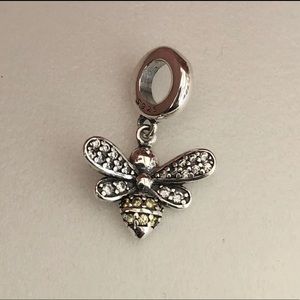 Queen Bee Dangling Charm 925 Silver CZ Detail